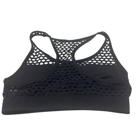 Victorias Secret Pink Ultimate Unlined Mesh Sports Bra Medium Black Racerback - Picture 4 of 6